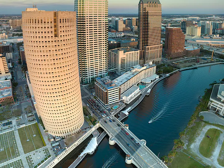 Downtown Tampa office towers in late-afternoon light